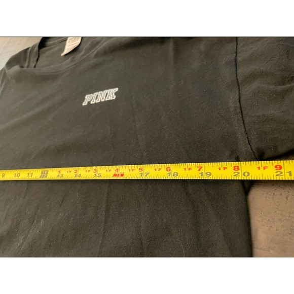 PINK Victoria's Secret-Black Long Sleeve T Shirt Bling Rhinestones-Sz S - Picture 7 of 11